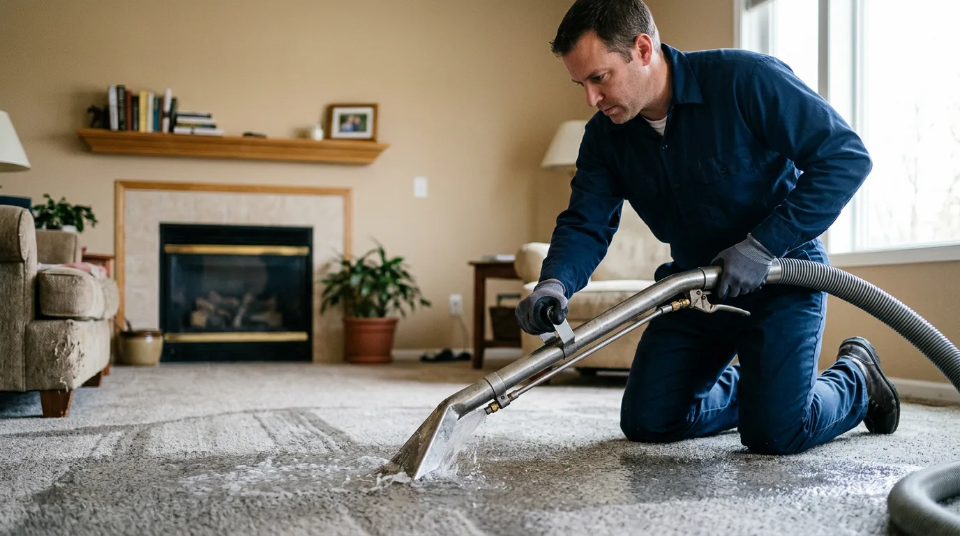 Water damage restoration technician working near Wadsworth, TX